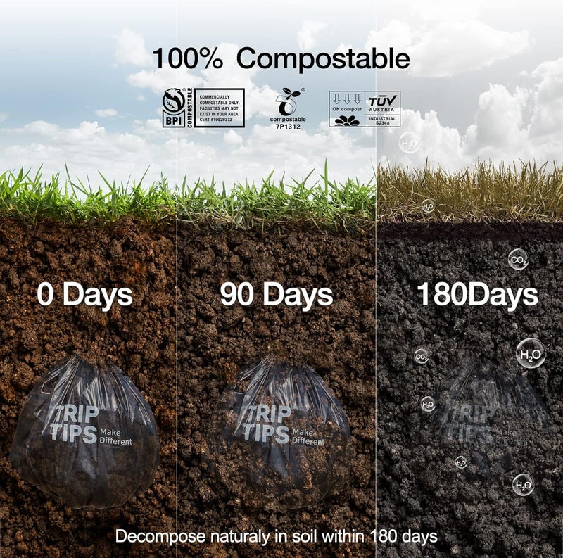 TRIPTIPS Biodegradable Portable Toilet Bags 8 Gallon｜40 Count Camping Toilet Bags for Portable Potty,Leak-Proof 100% Compostable Toilet Bags 5 Gallon Bucket，Toilet Waste Bags for Outdoors - Image 2